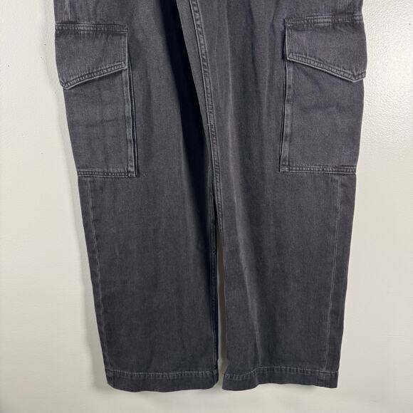 & Other Stories Womens Relaxed Wide Leg Cargo Jeans Black Wash High Rise Sz 6 - Picture 6 of 9